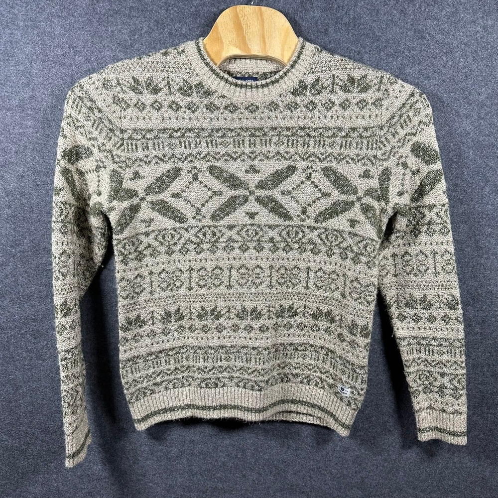 JACK‎ JONES PREMIUM Mens Fisherman Knit Sweater Fair Isle Pattern Crew Neck